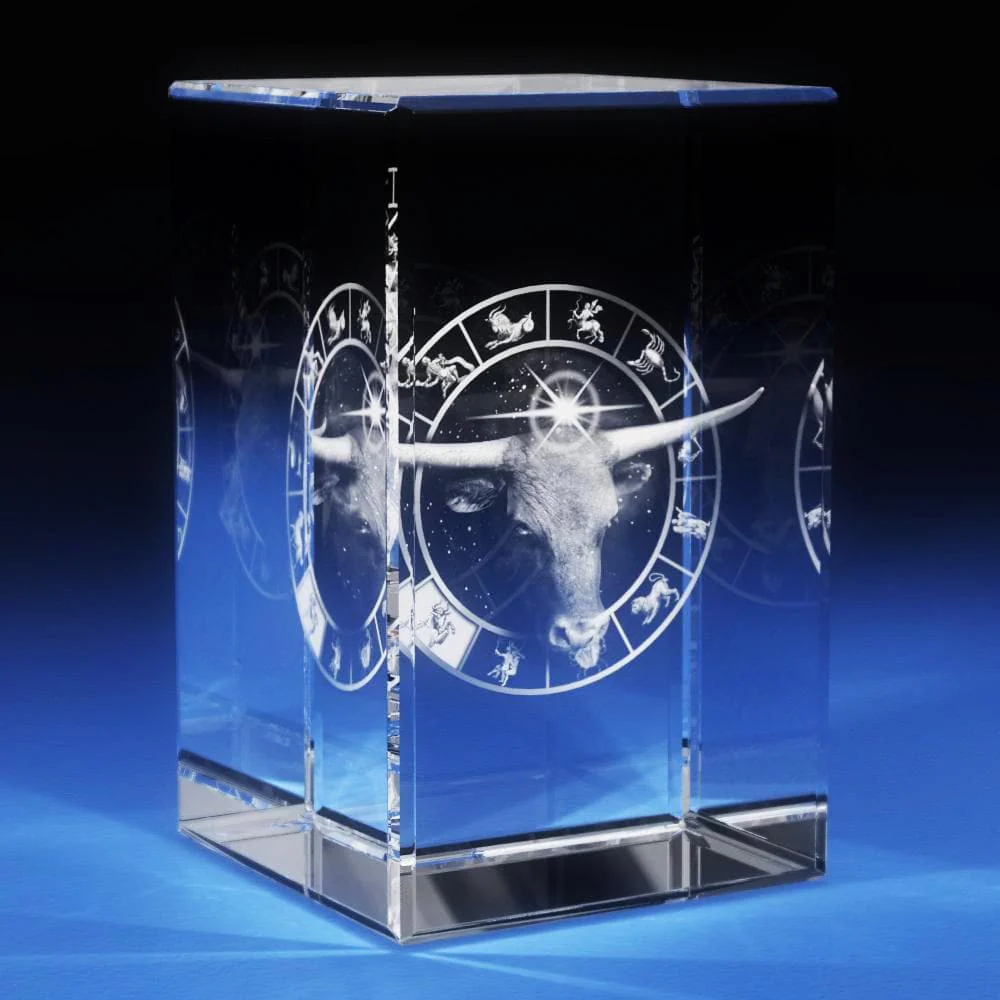 Captivating 3D Crystal Rectangle Taurus: A Personalized Zodiac Keepsake